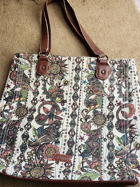 Sakroots Handbags - Sakroots Cream Canvas Tote with Multicolor Floral & Bird Print